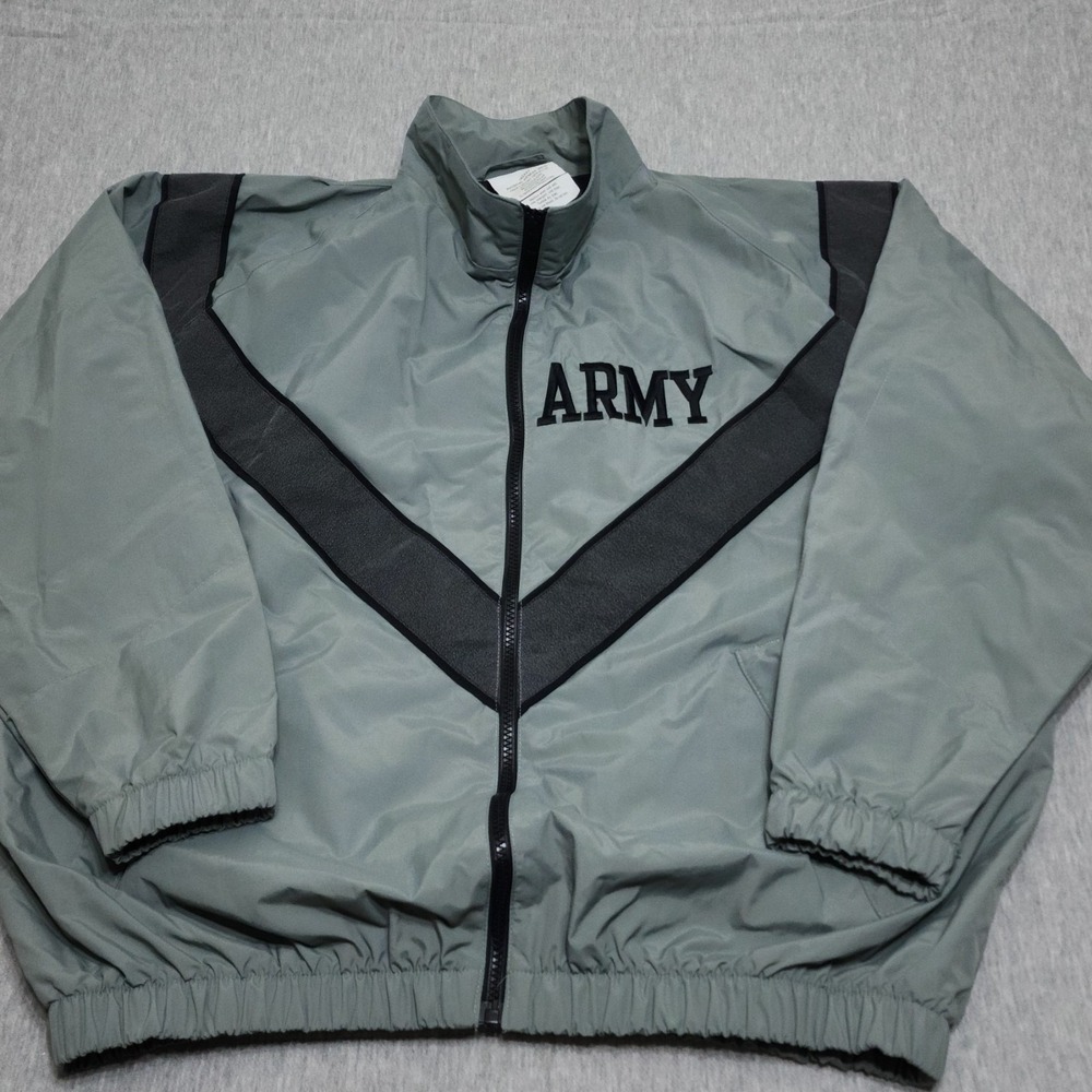US Army IPFU Mens M Medium Regular Gray Nylon Windbreaker Training Jacket 2003